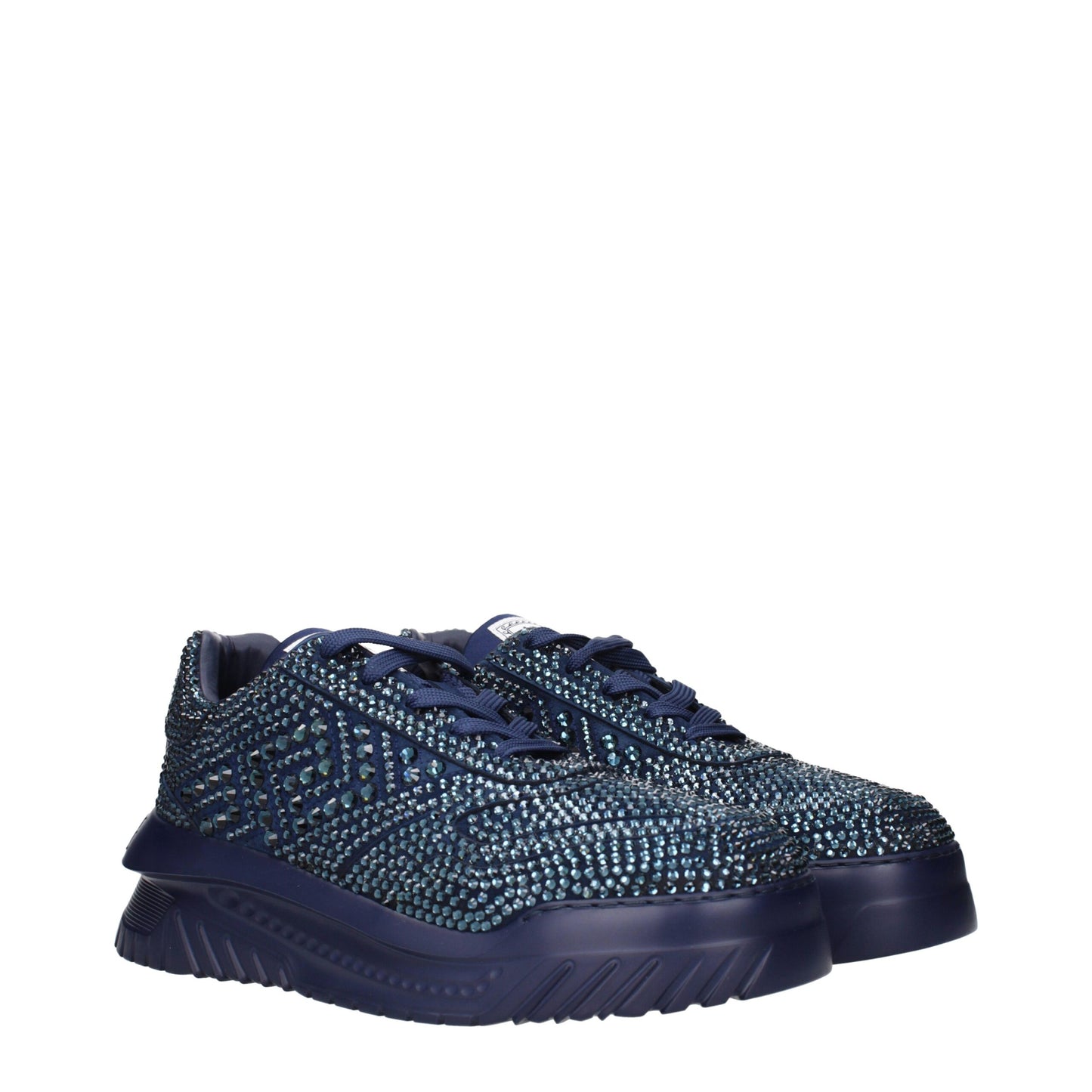 Blue Fabric Chunky Sneakers