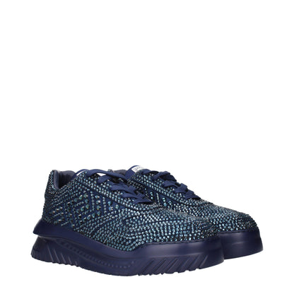 Blue Fabric Chunky Sneakers