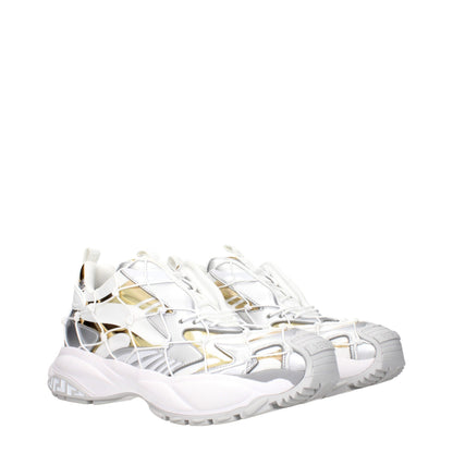 White Fabric Athletic Sneakers