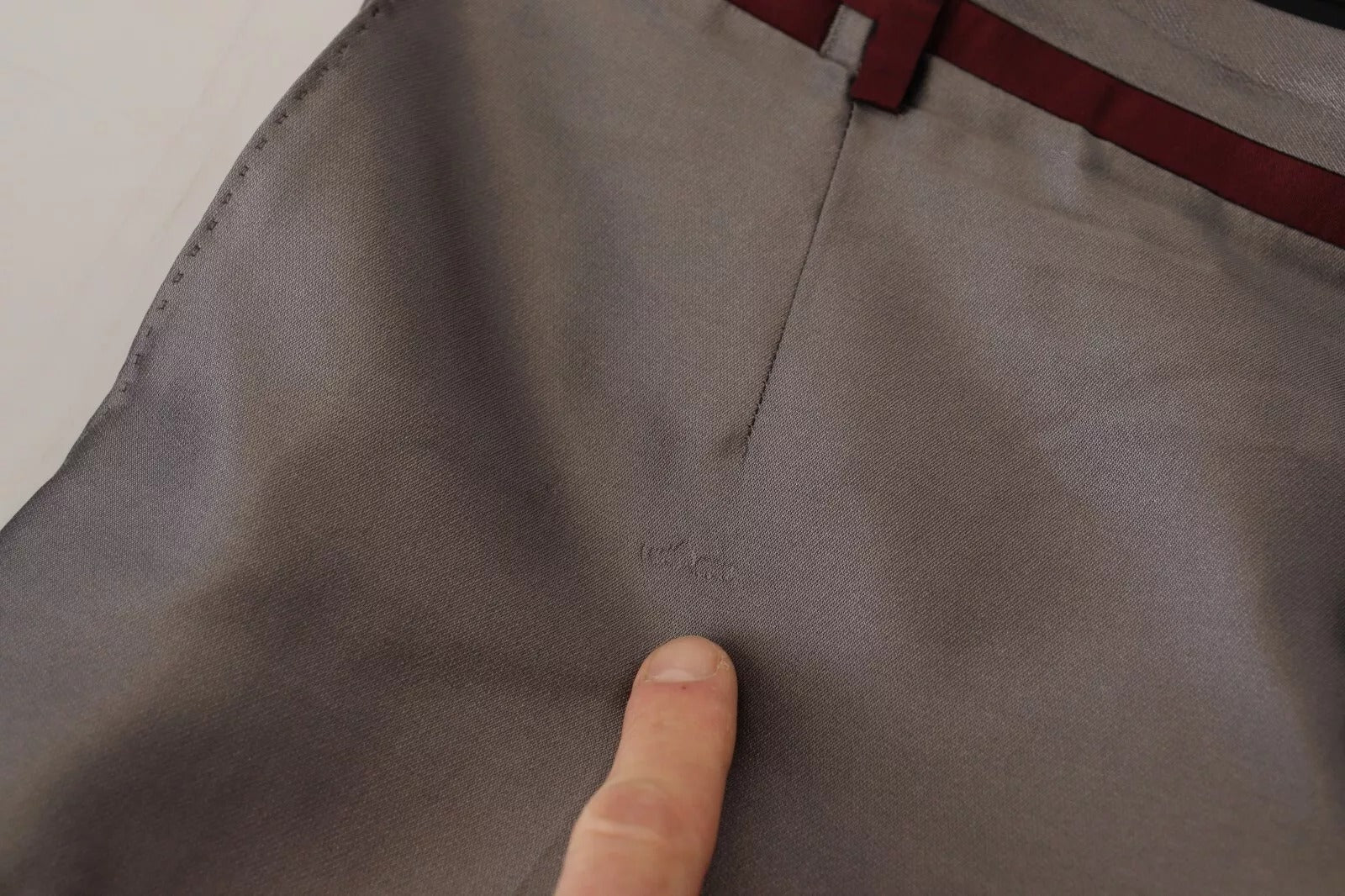 Gray Silk Metallic Men Dress Trouser Pants