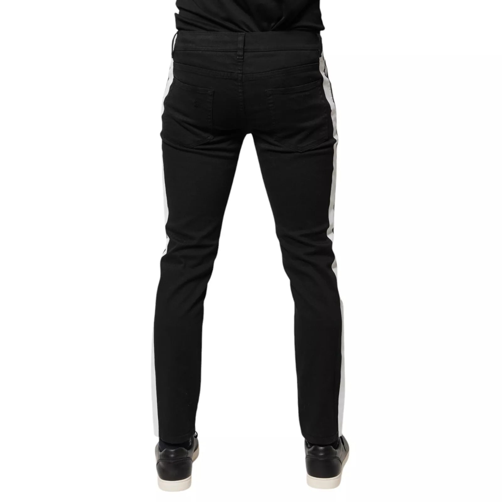 Black Tattered White Lining Skinny Denim Jeans