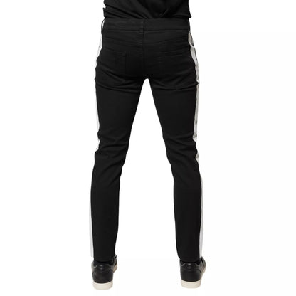 Black Tattered White Lining Skinny Denim Jeans
