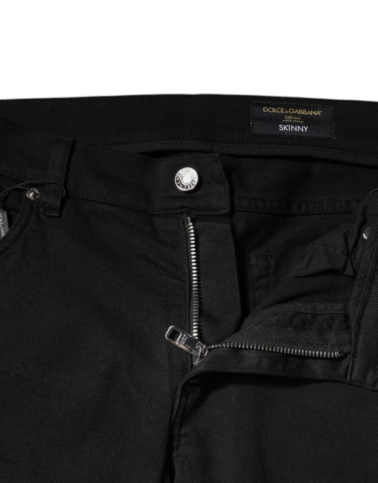 Black Tattered White Lining Skinny Denim Jeans