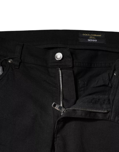 Black Tattered White Lining Skinny Denim Jeans
