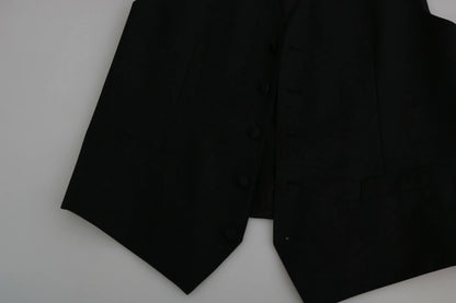 Black Wool Men Formal Waistcoat Vest