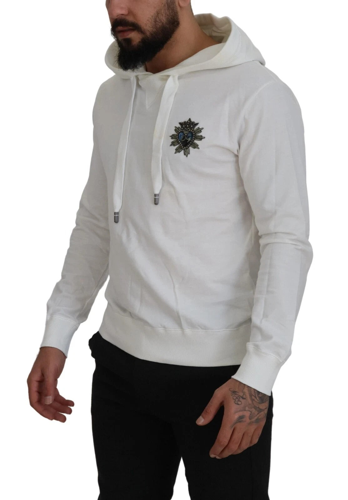 Sudadera blanca con capucha de algodón Sweater