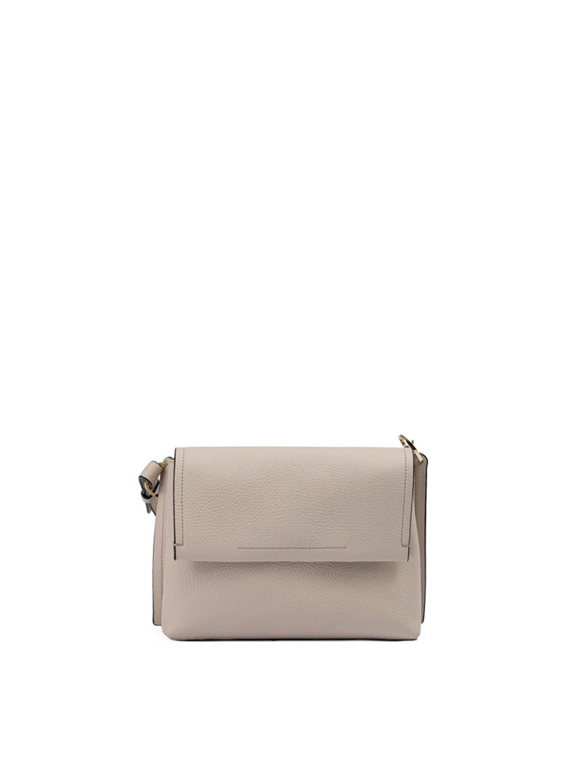 Beige Grained Leather Crossbody Bag
