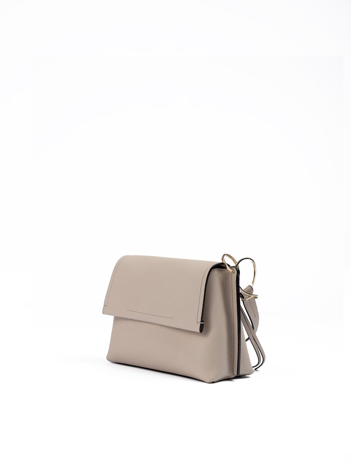 Beige Grained Leather Crossbody Bag