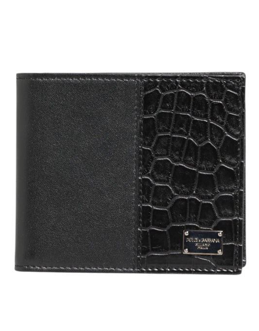 Black Exotic Leather Bifold Card Holder Men Wallet