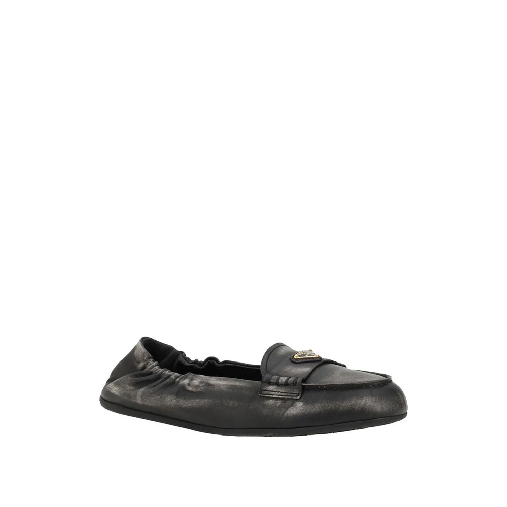 Vintage-effect Leather Loafers