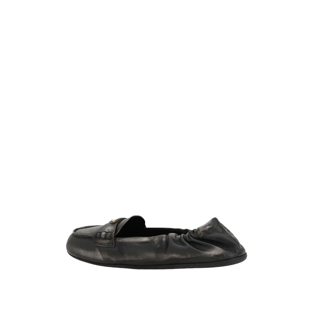 Vintage-effect Leather Loafers