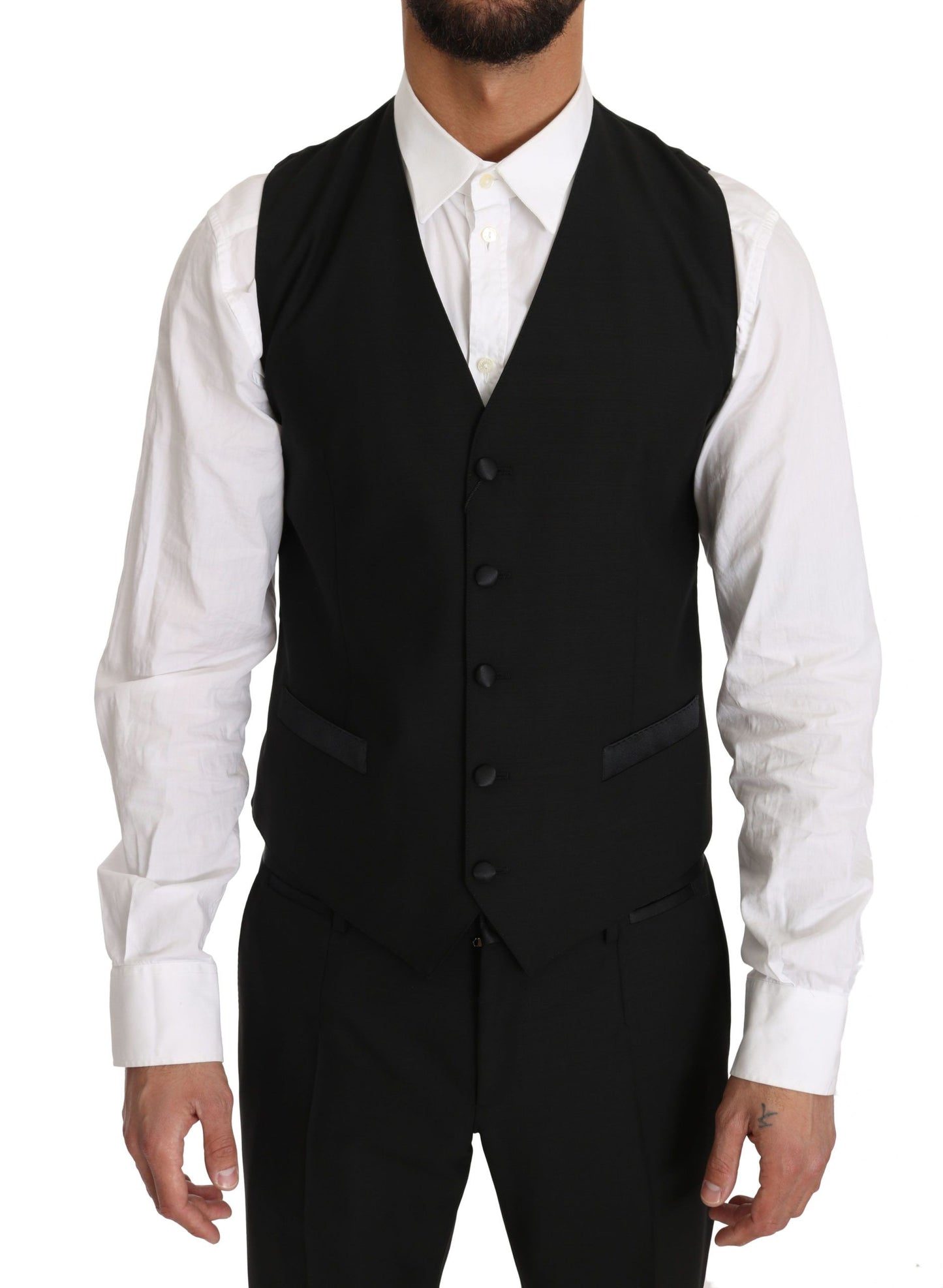 Chaleco formal elegante de corte ajustado en color negro