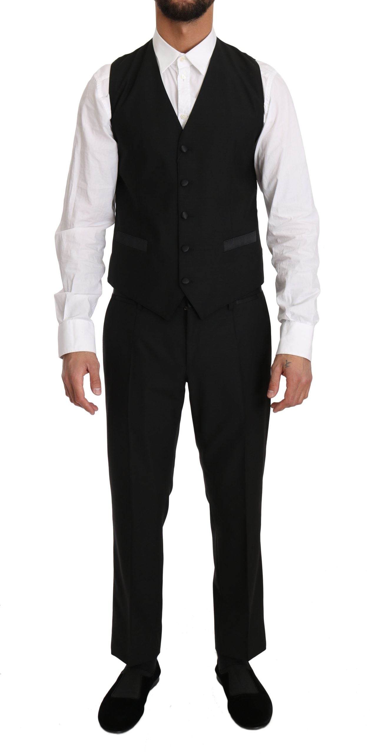 Chaleco formal elegante de corte ajustado en color negro