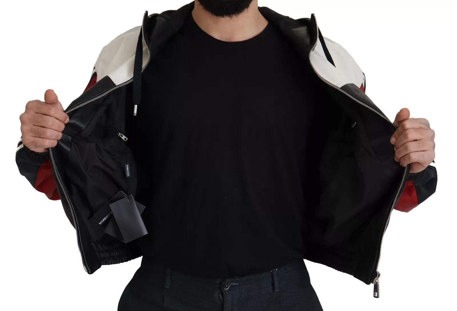 Cazadora Blouson de piel negra con capucha