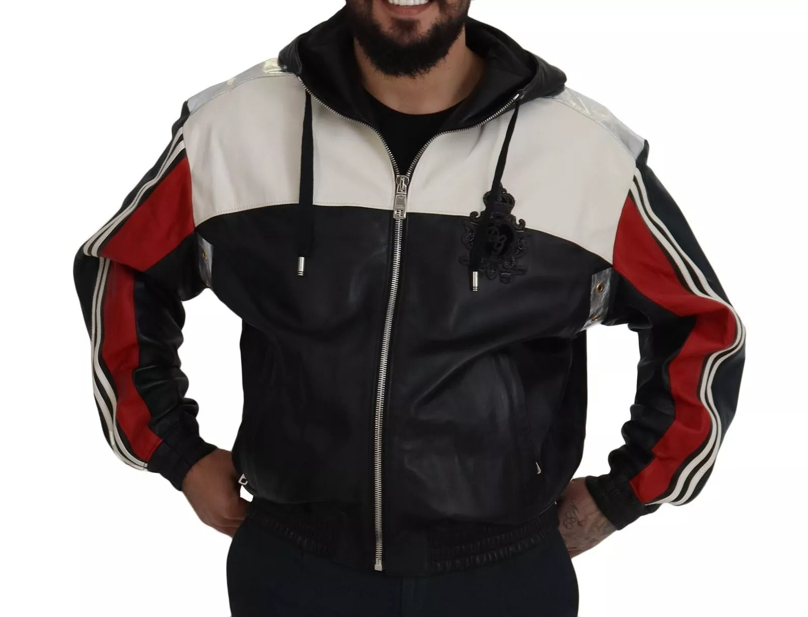 Cazadora Blouson de piel negra con capucha