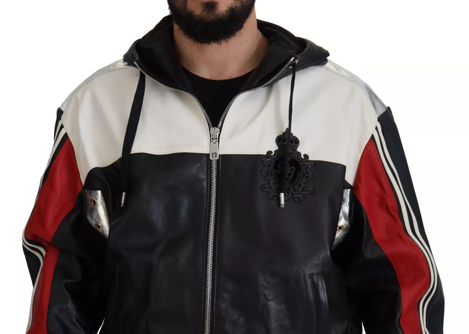 Cazadora Blouson de piel negra con capucha