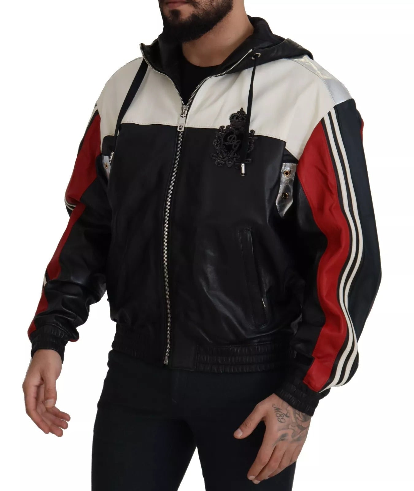 Cazadora Blouson de piel negra con capucha