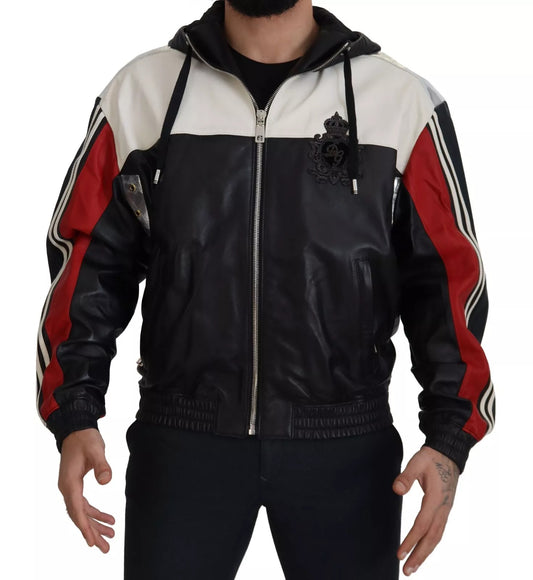 Cazadora Blouson de piel negra con capucha