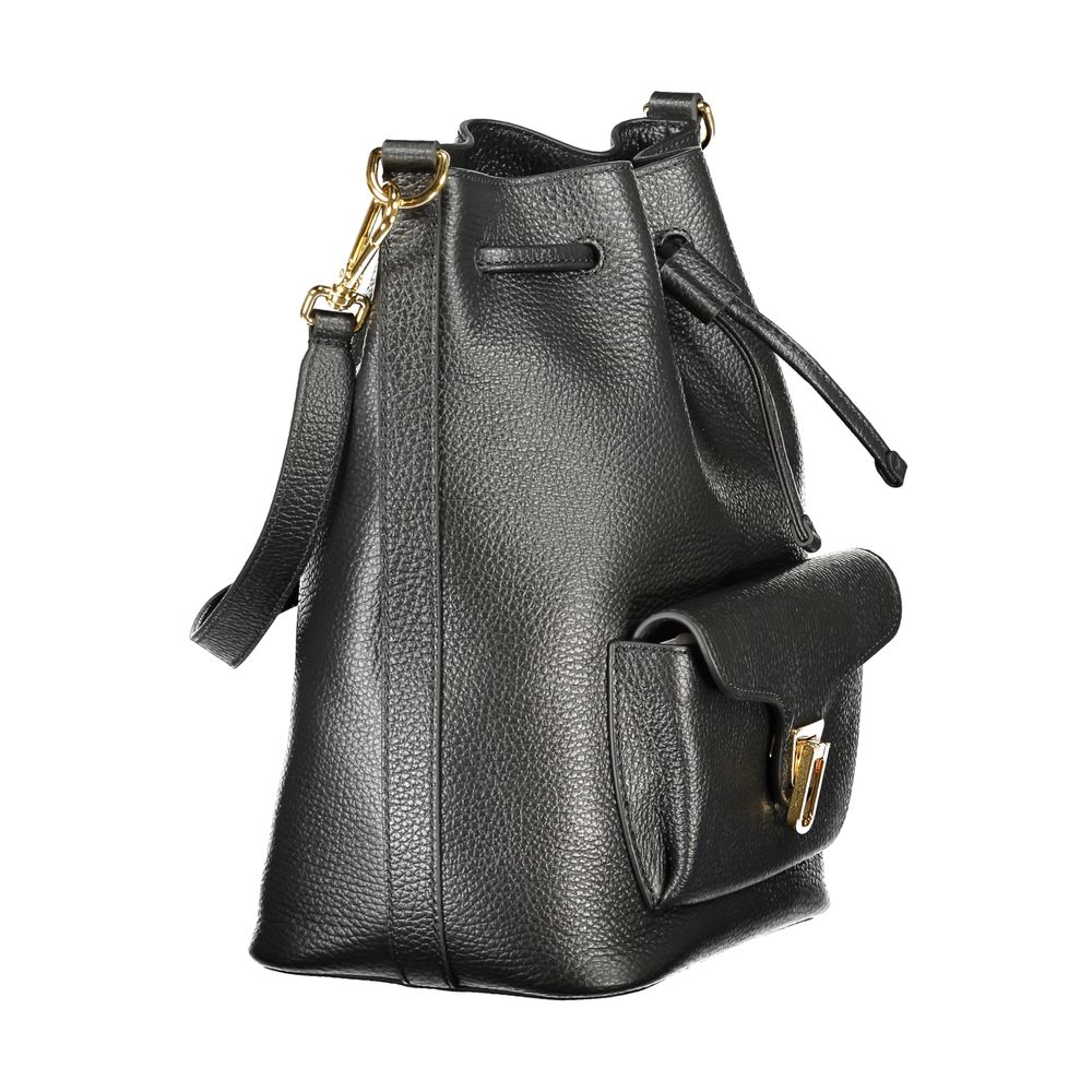 Bolso de cuero negro para mujer