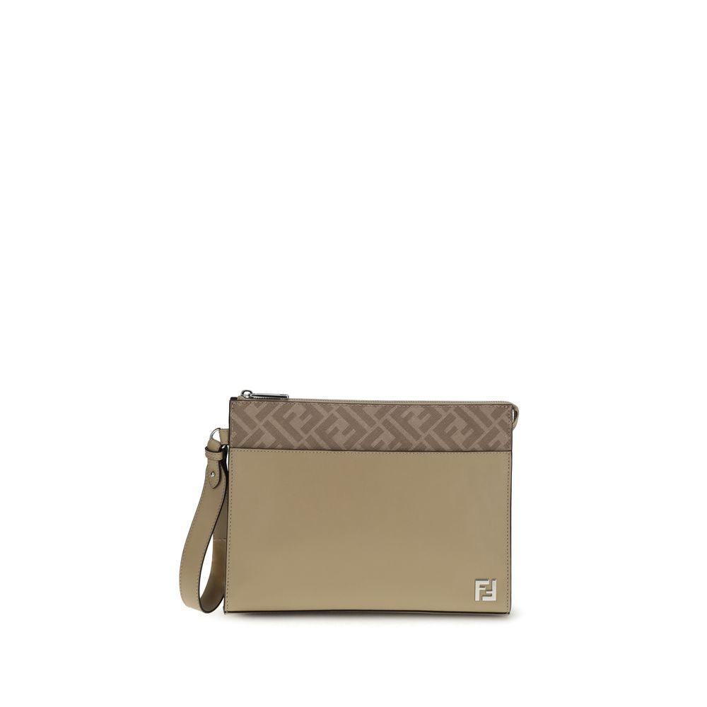Leather and FF canvas Clutch