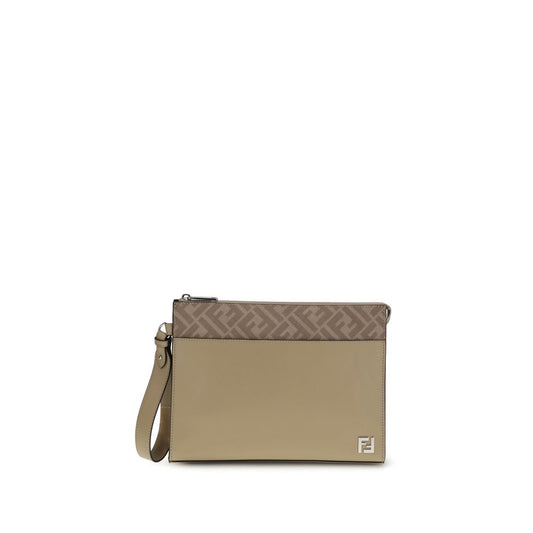 Leather and FF canvas Clutch