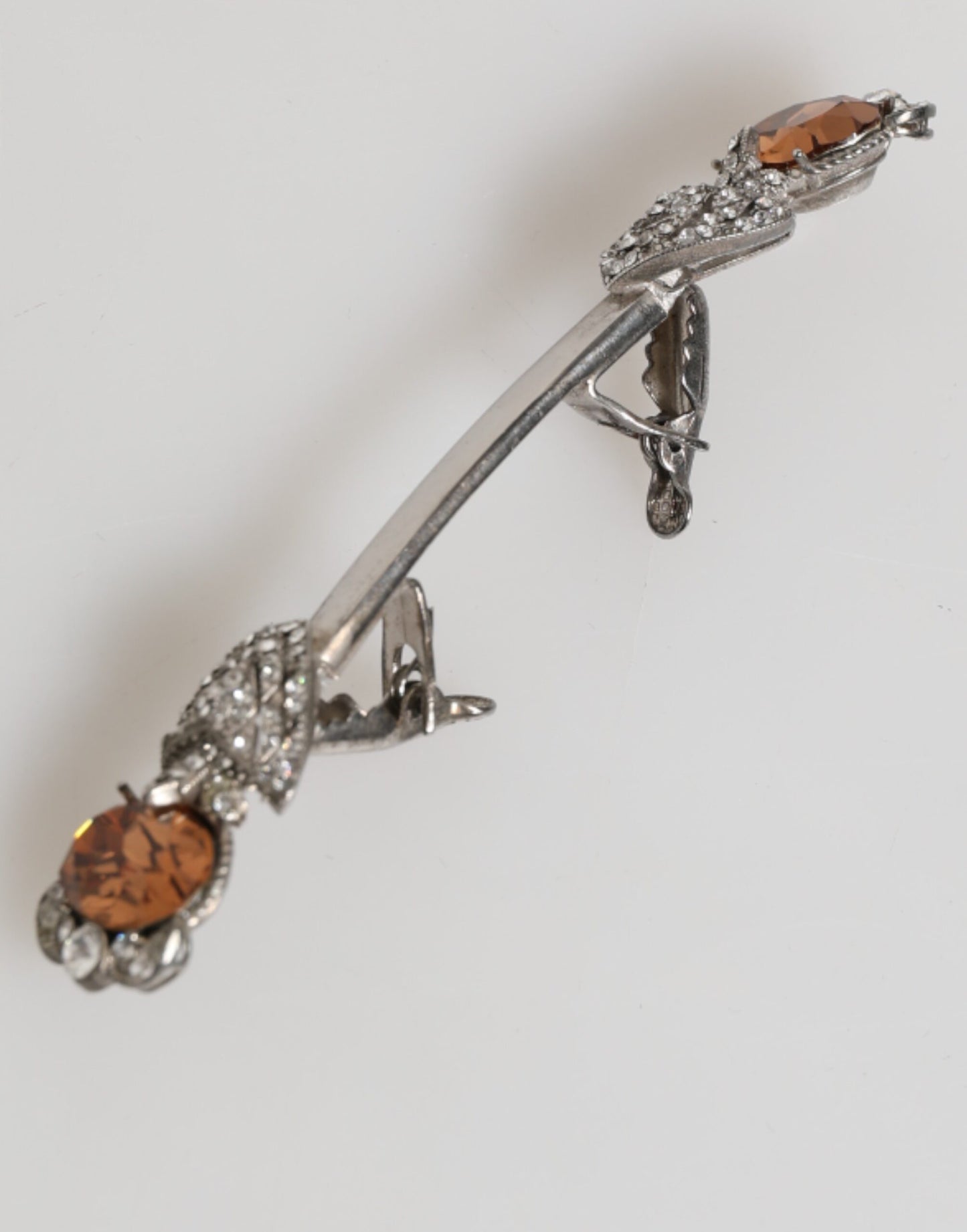 Lapel Pin 925 Sterling Silver Crystals Accessory Brooch