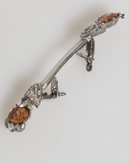 Lapel Pin 925 Sterling Silver Crystals Accessory Brooch