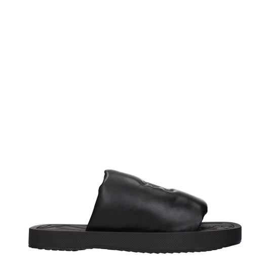 Black Leather Slippers Sandals