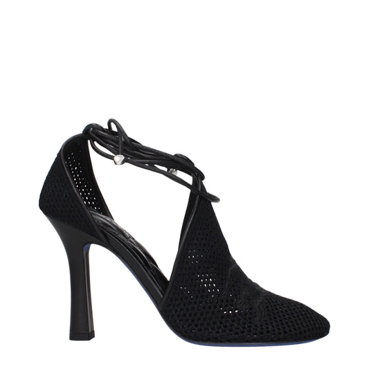 Black Fabric High Heel Pumps