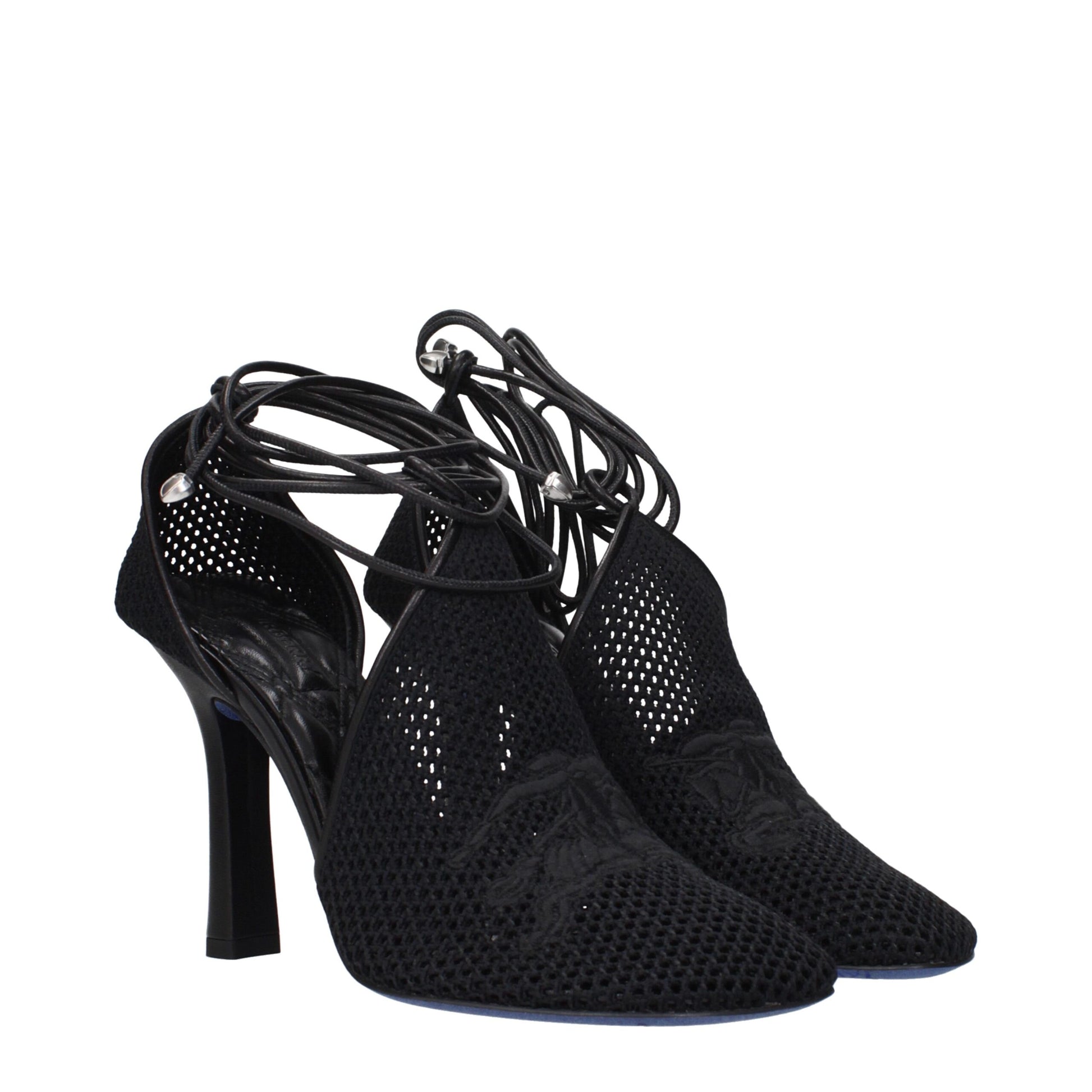 Black Fabric High Heel Pumps