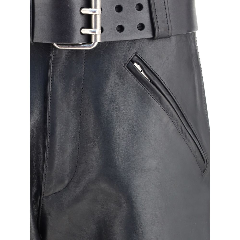 Hammered leather belted Pants