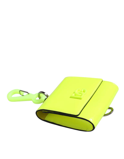 Billetero Bifold Verde Amarillo DG Logo Cuello Correa Tarjetero