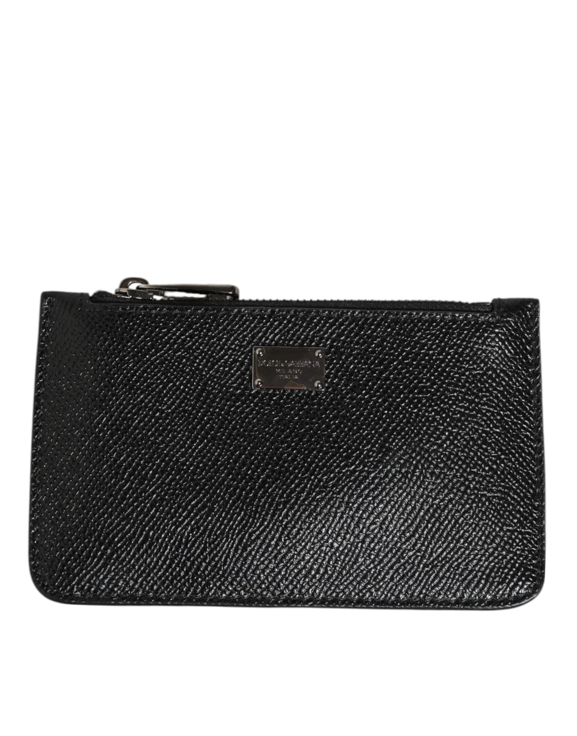 Black Leather Chain Link Mens Coin Purse Key Clip Holder Wallet