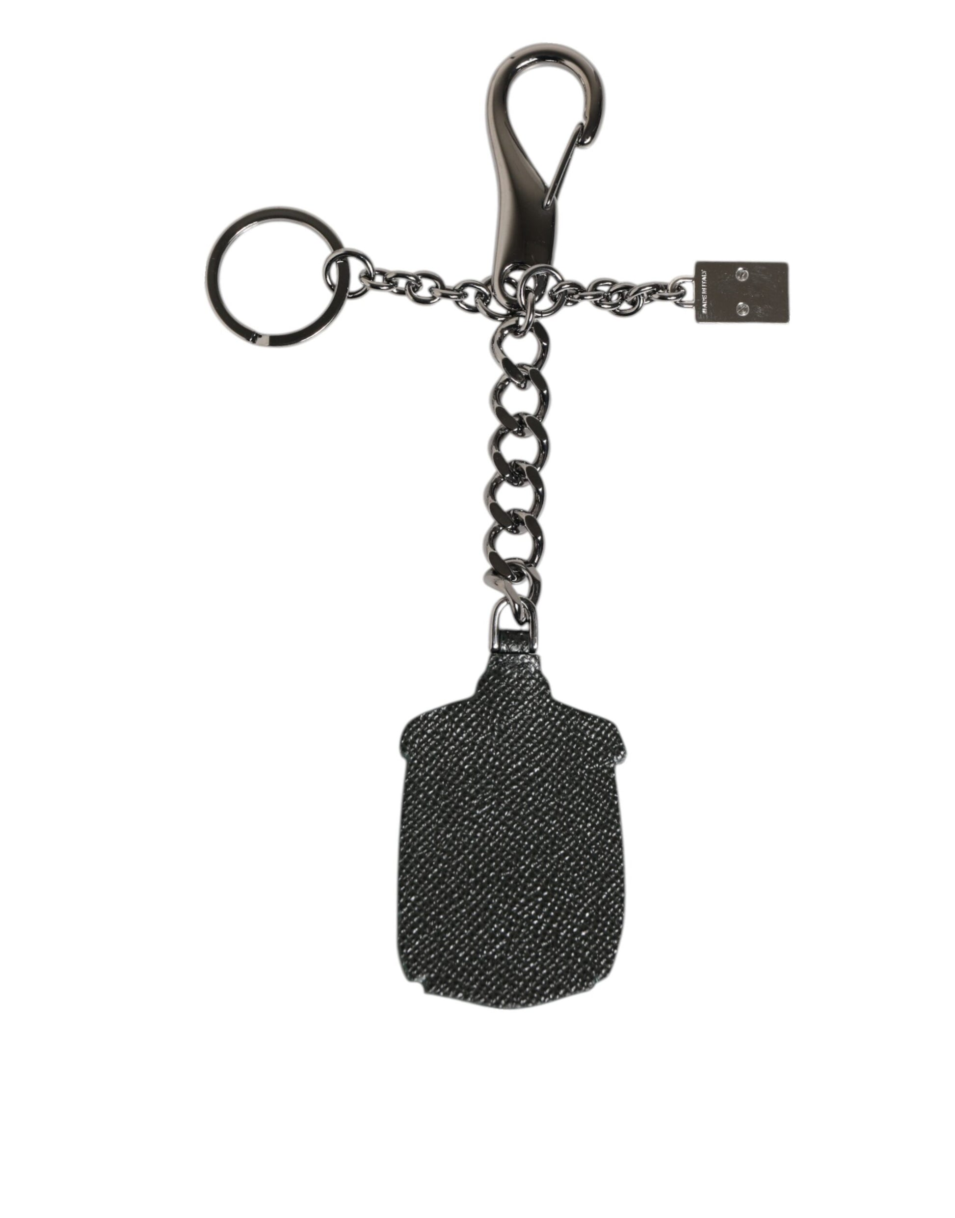 Black Red Military Leather Patch DG Logo Keychain Keyring
