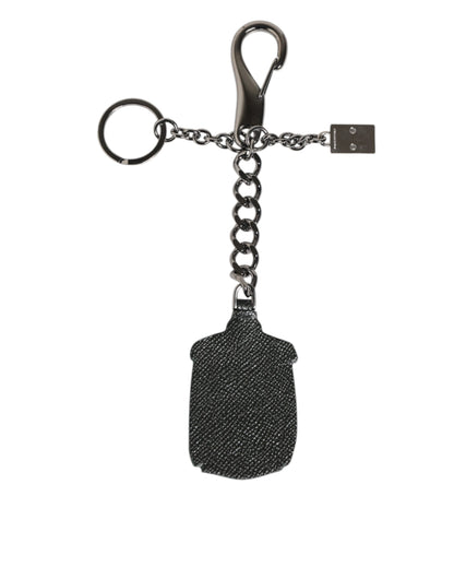 Black Red Military Leather Patch DG Logo Keychain Keyring