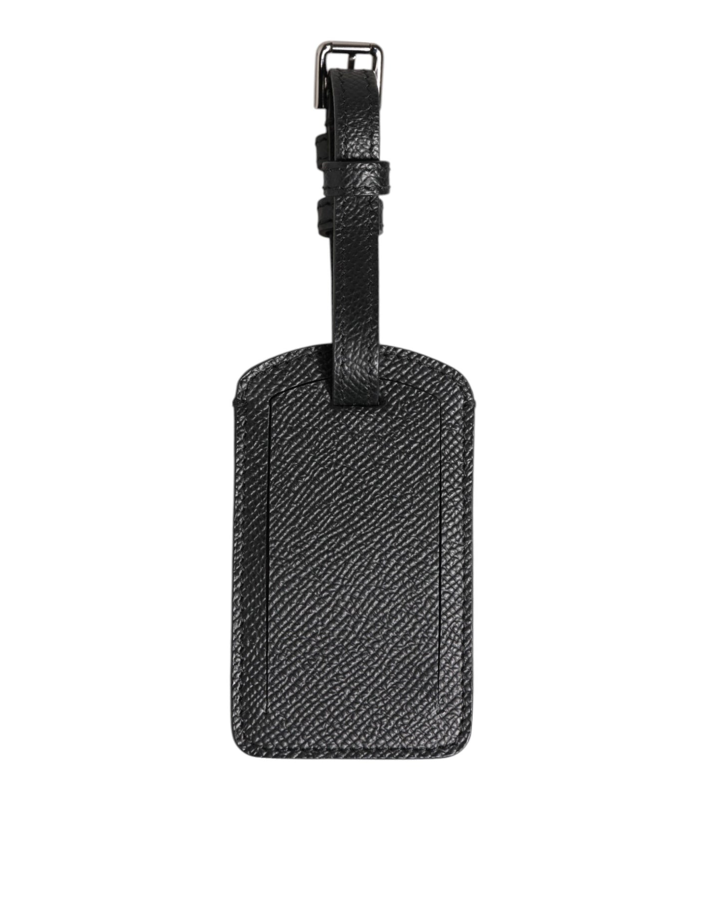 Black Textured Leather DG Logo Travel Luggage Tag Keyring