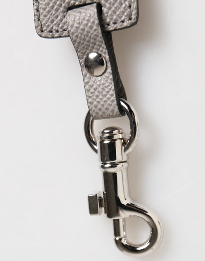 Gray Leather Logo Metal Ring Keychain Holder Keyring