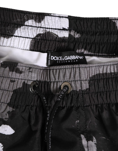 Black White Camouflage DG Logo Men Swimwear