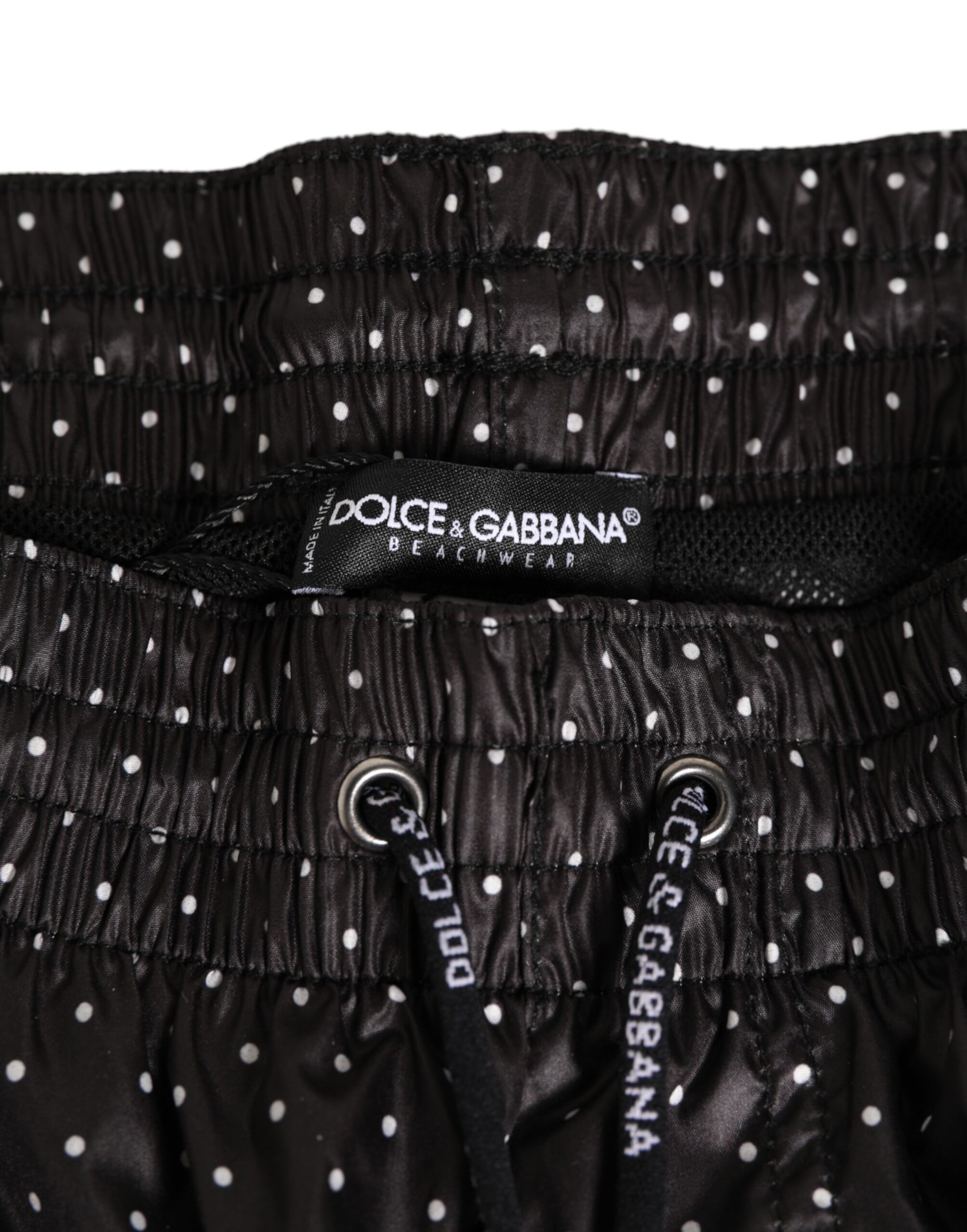 Black Polka Dot Polyester Men Shorts Swimwear
