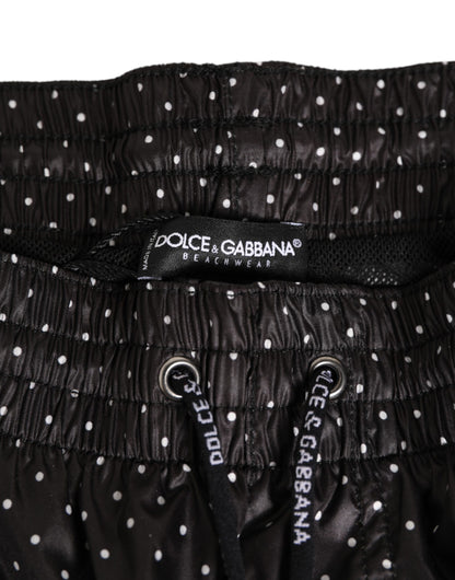 Black Polka Dot Polyester Men Shorts Swimwear