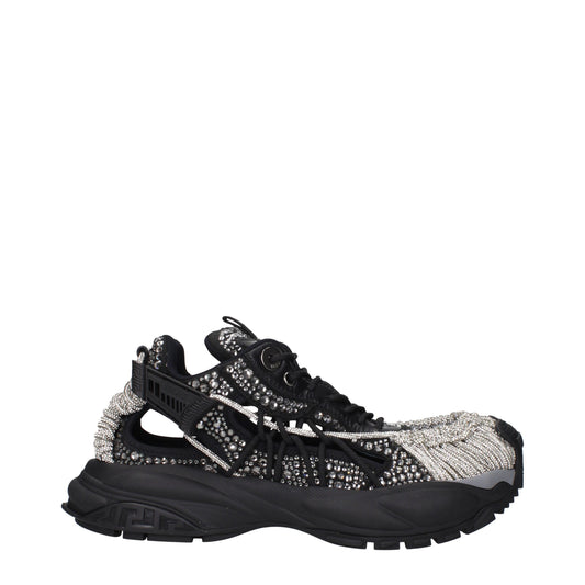 Black Fabric Chunky Sneakers