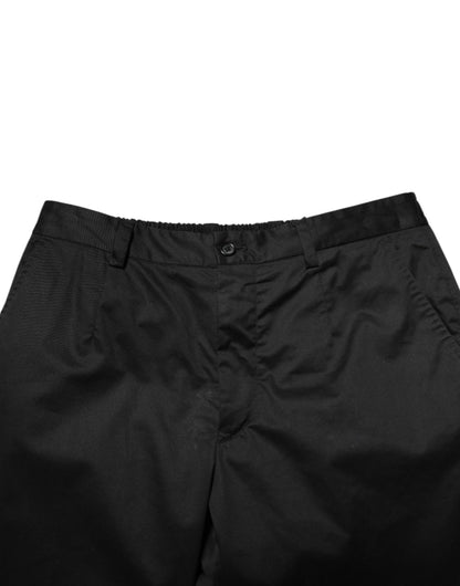 Black Cotton Tapered Men Formal Trousers Pants