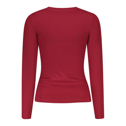 Camiseta roja de algodón para mujer