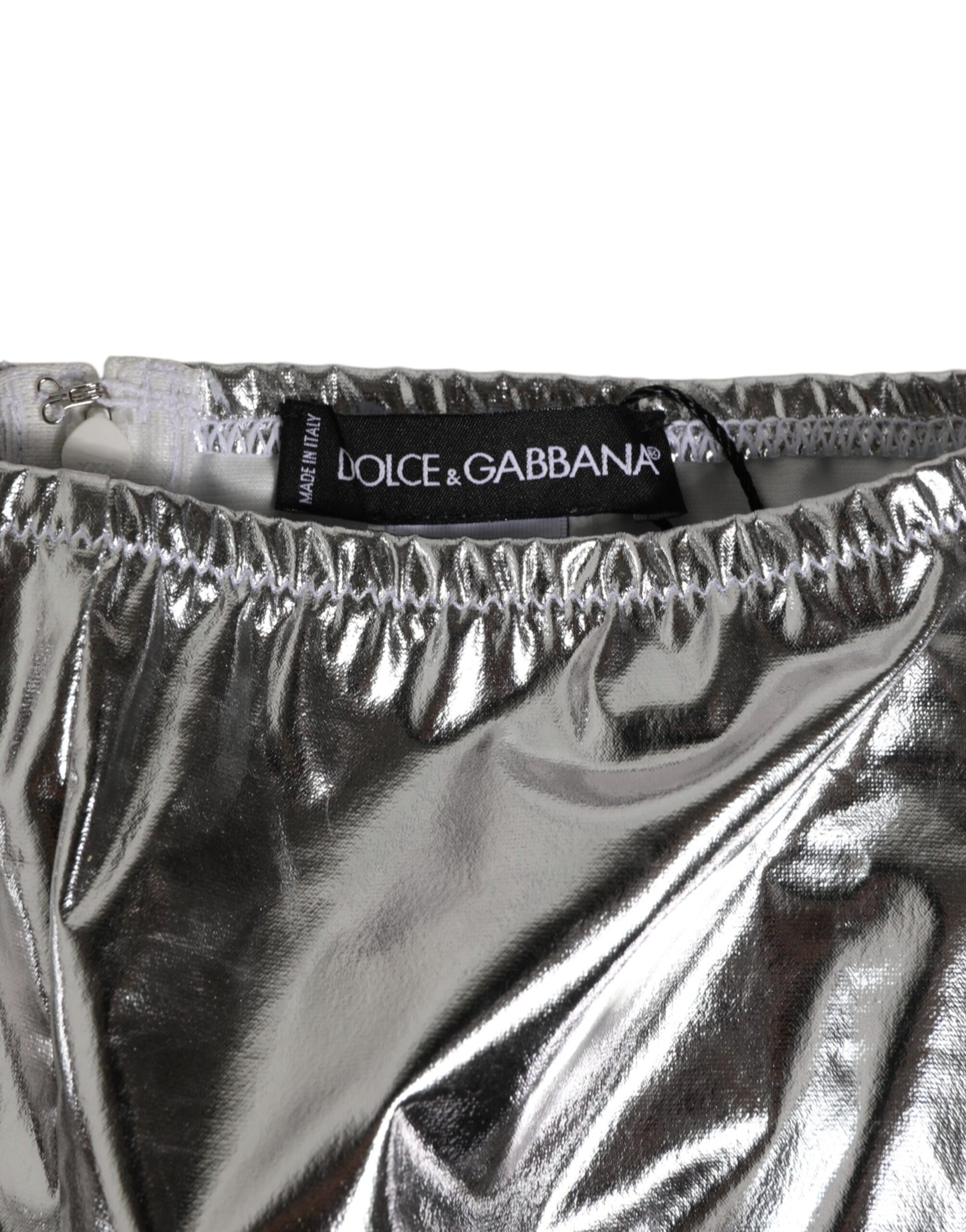 Silver Metallic High Waist Bikini Bottom Women  Underwear