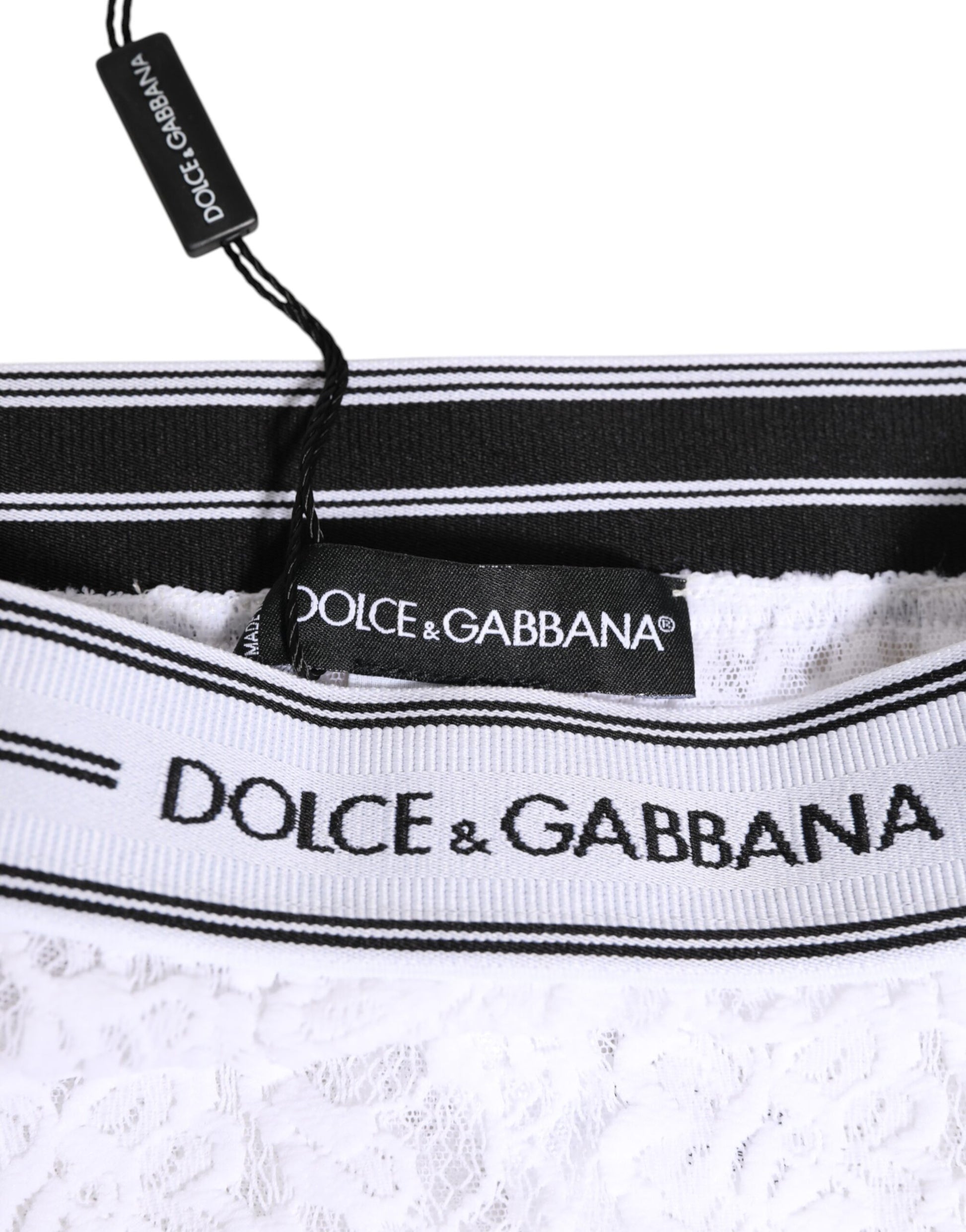 White Lace Slip Brief Logo Waistband Underwear