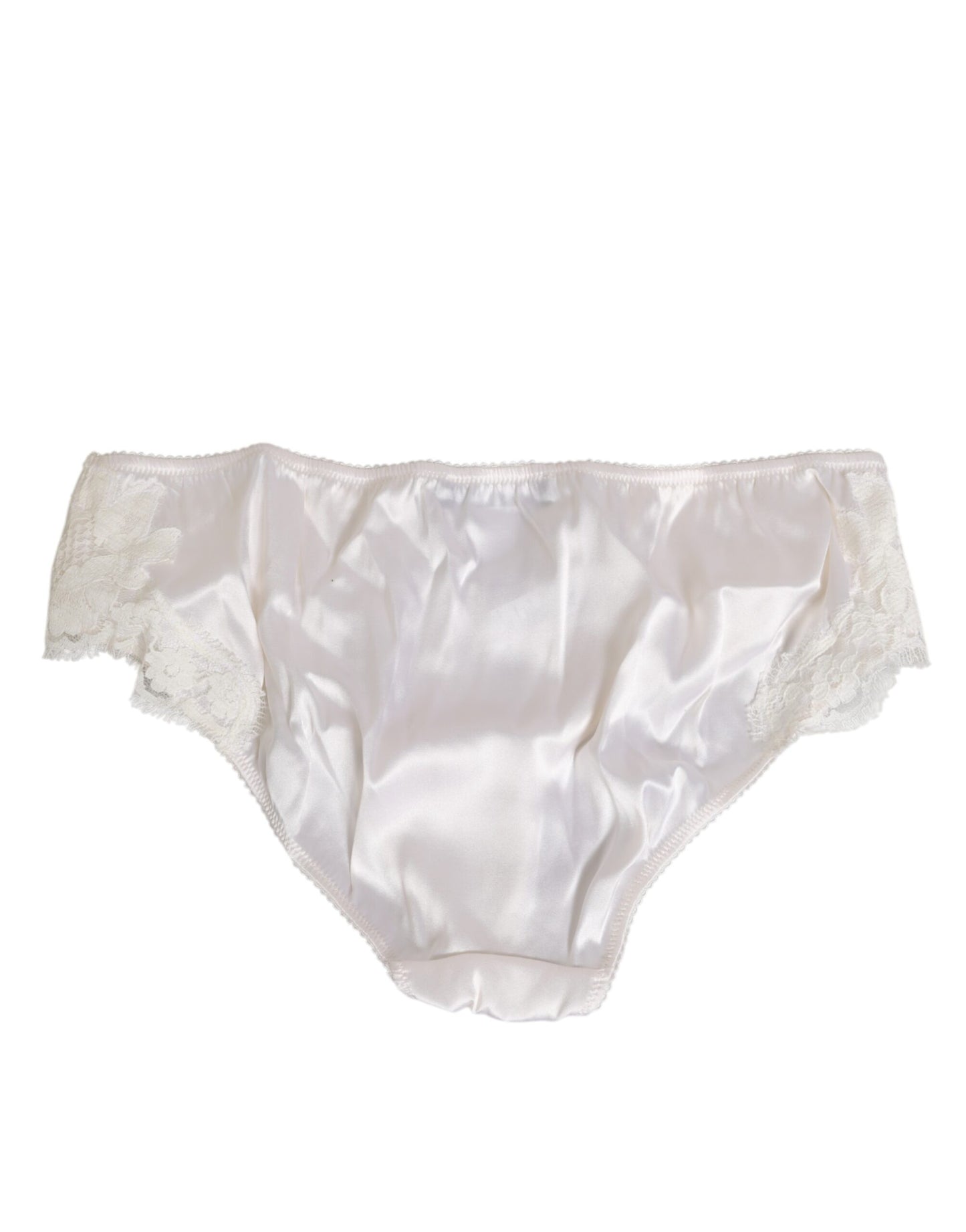 Ivory White Silk Satin Lace Trim Panty  Underwear