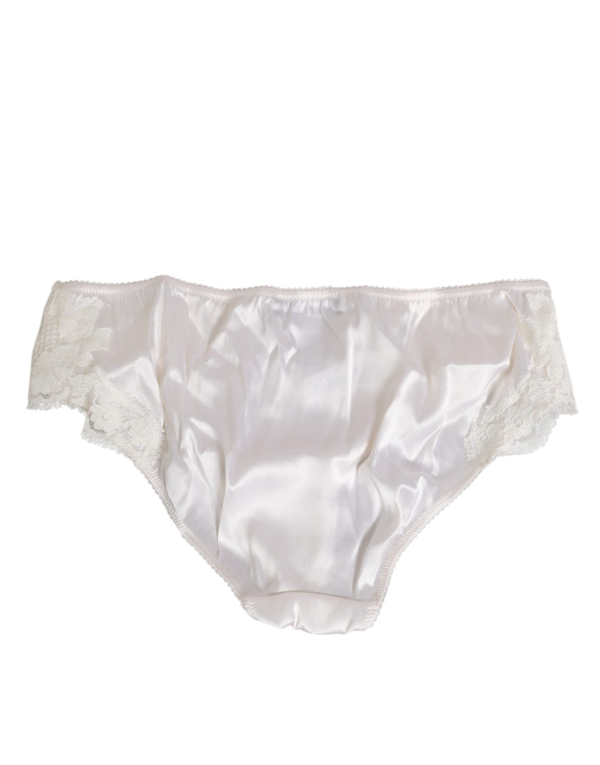 Ivory White Silk Satin Lace Trim Panty  Underwear