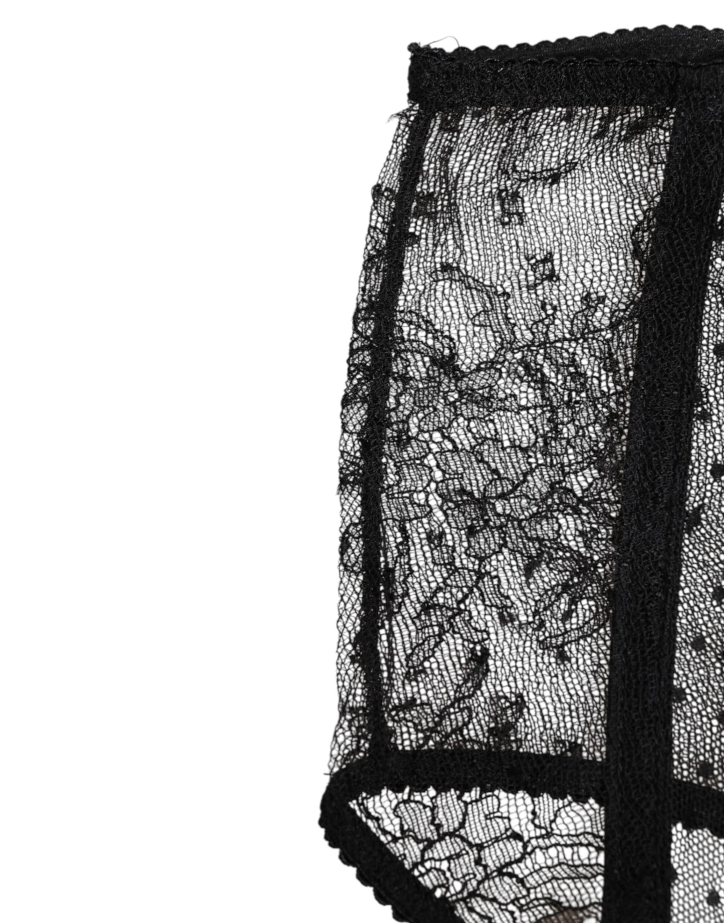 Black Sheer Polka Dot Lace High Waist Underwear