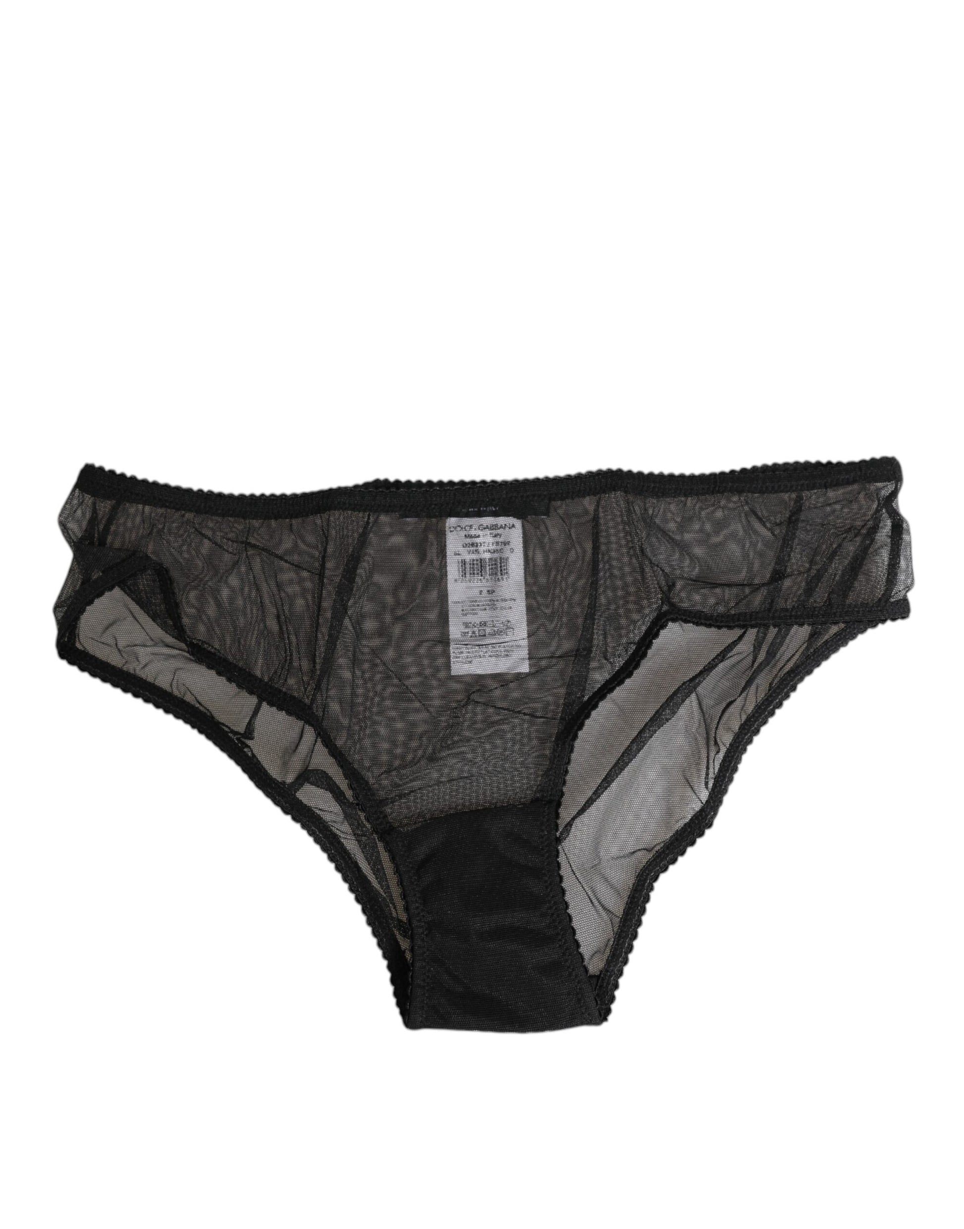 Black Sheer Mesh Lace Bikini Briefs Underwear