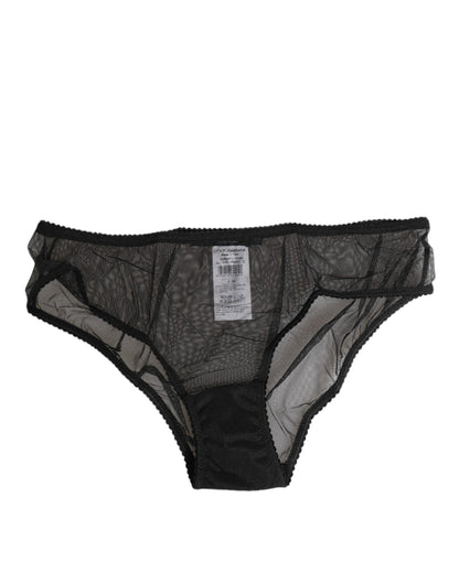 Black Sheer Mesh Lace Bikini Briefs Underwear